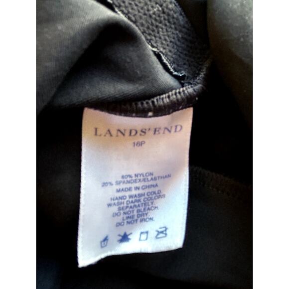 Land’s End One Piece Swimsuit Dress 16 Petite Black Twisted Padded Beach Summer - Picture 9 of 9